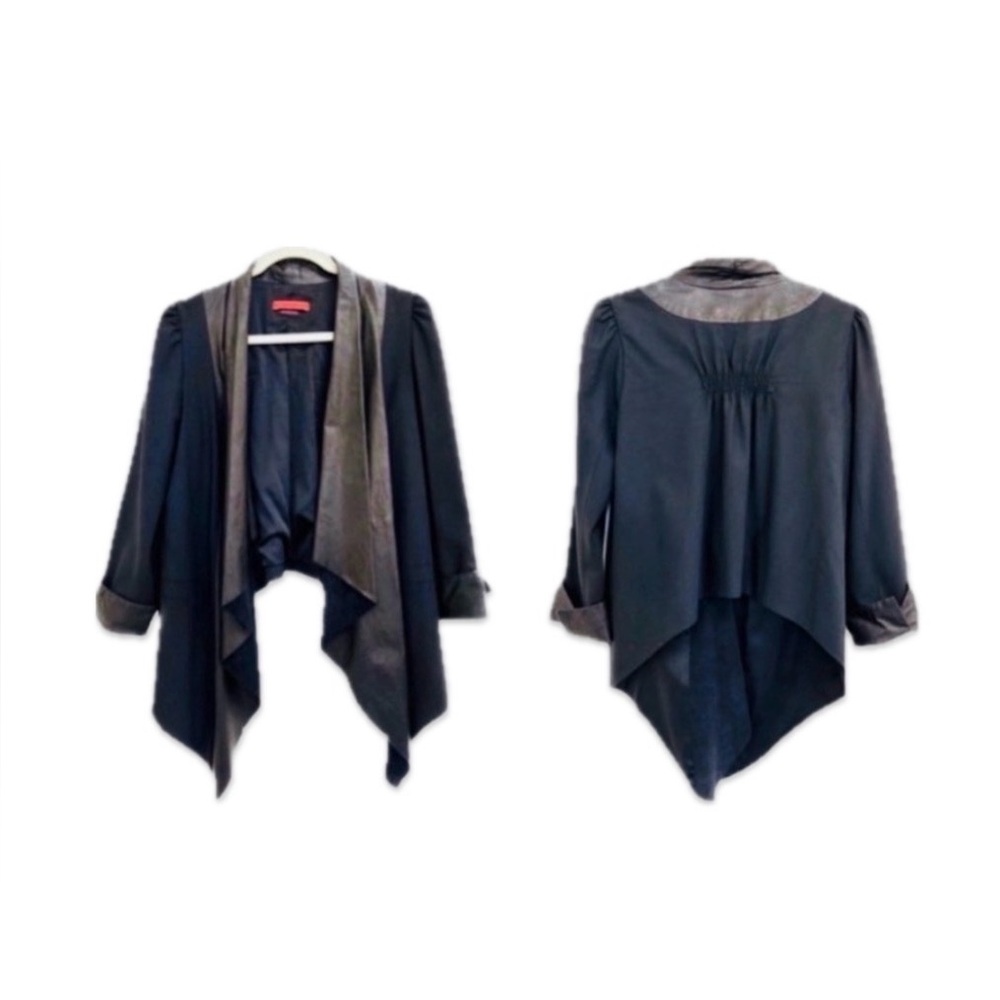 Rare‼️ EUC Alice + Olivia Leather/Wool Asymmetrical / Cropped  Blazer